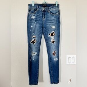 Judy Blue size 5 jeans with leopard patches. Great condition